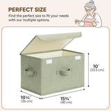Fabric Storage Box with Flip-Top Lid, Large, 2-Pack, Sage Green & Dark Green