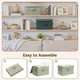 Fabric Storage Box with Flip-Top Lid, Large, 2-Pack, Sage Green & Dark Green