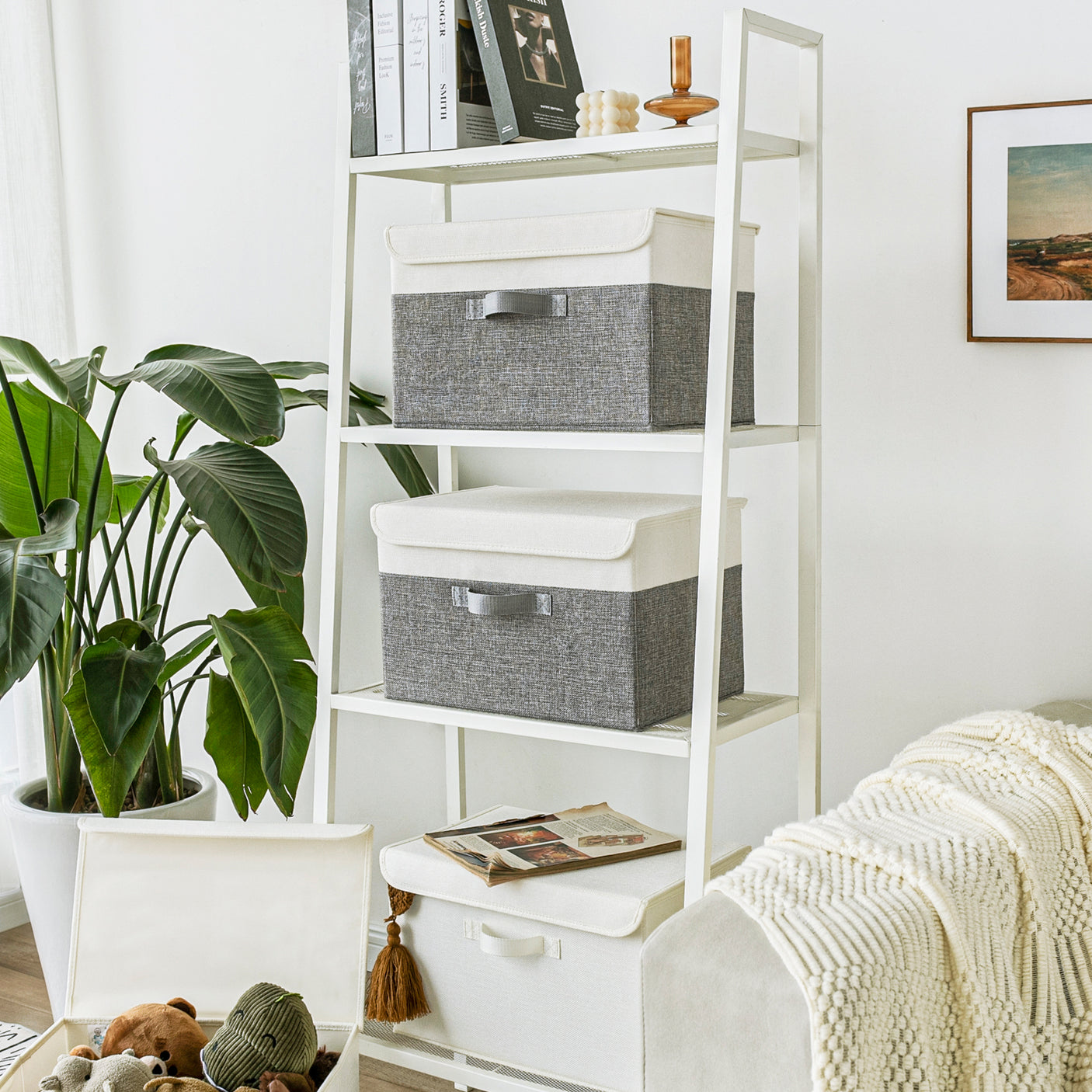 Storage Bins with Flip-up Lids