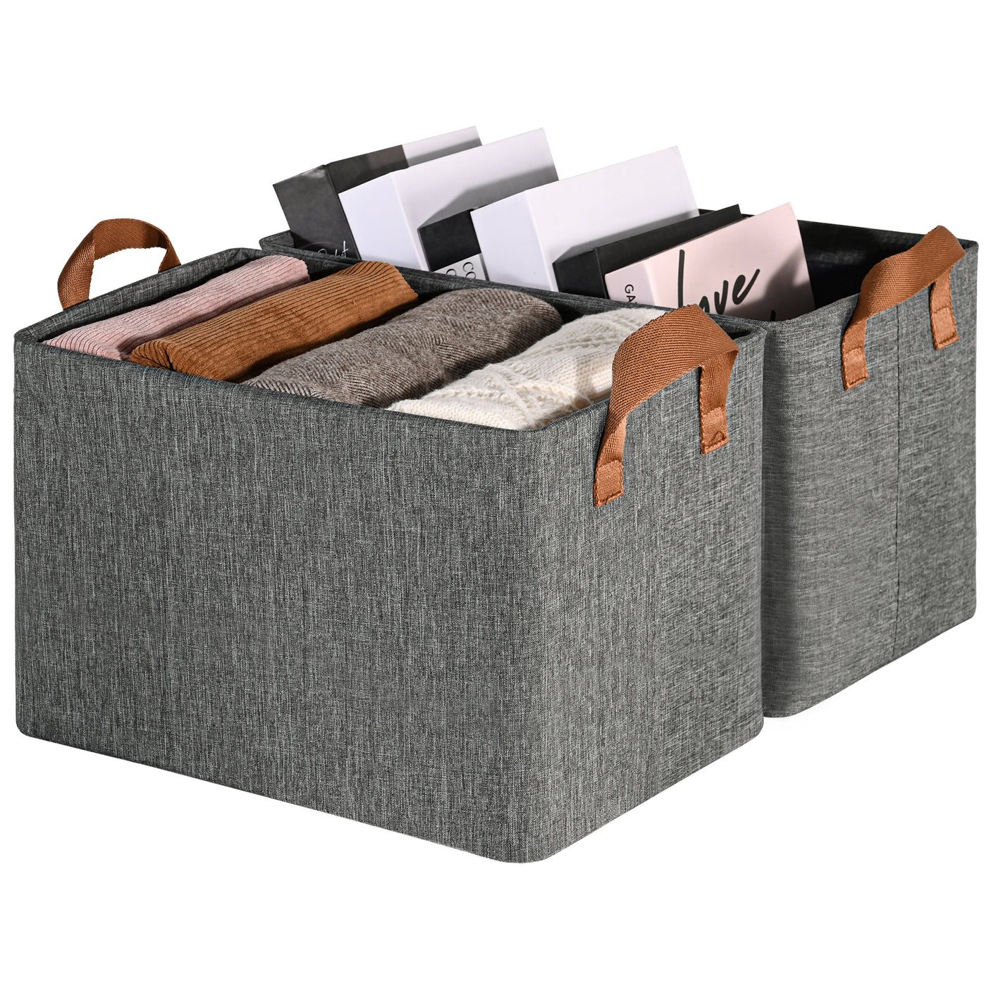 Storage Baskets with Metal Frame, 2 Pack