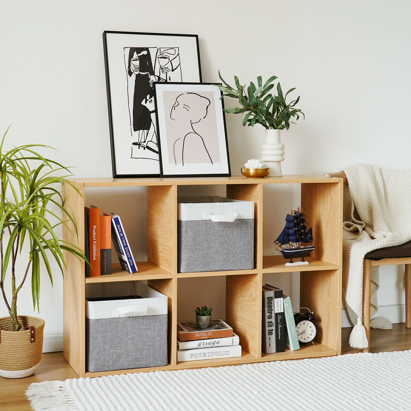 Storage Baskets with Metal Frame, 2 Pack