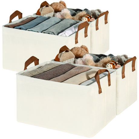 Fabric Storage Bins with Metal Frame, 4 Pack