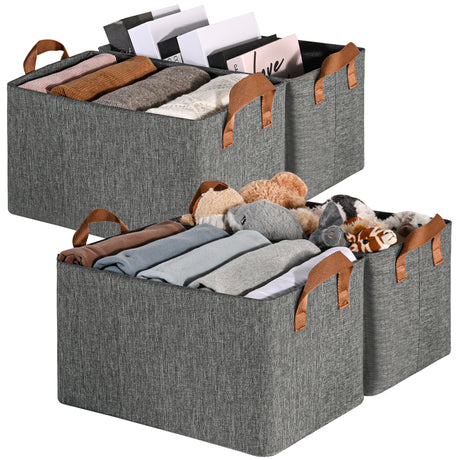 Fabric Storage Bins with Metal Frame, 4 Pack