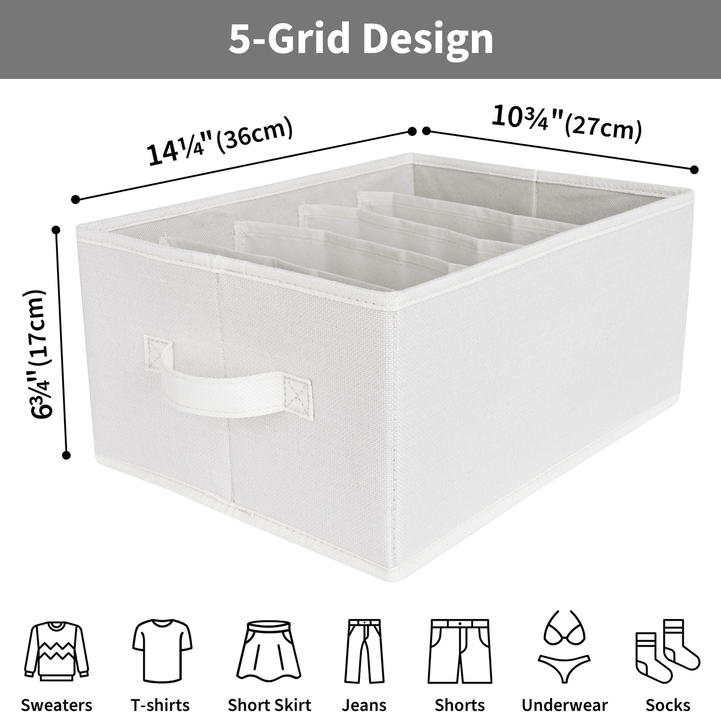 5-Grid Drawer Clothes Organizer, 6 Pack