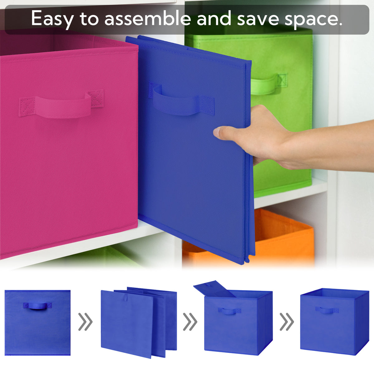 13 Inch Rainbow Colorful Cube Storage Bins, 6-Pack