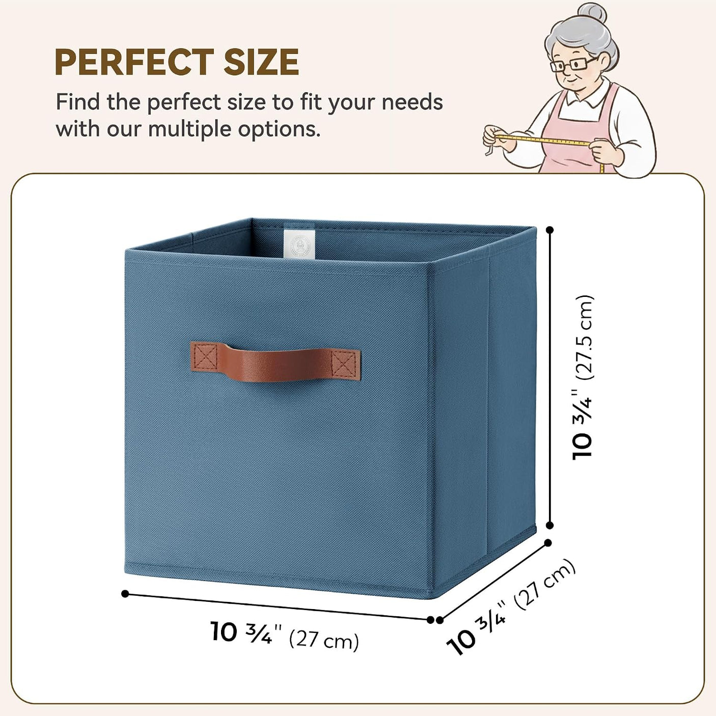 11 Inch Cube Storage Bins for Shelves, 6-Pack, Light Blue
