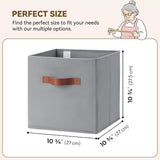 11 Inch Cube Storage Bins, Grey, 6-Pack