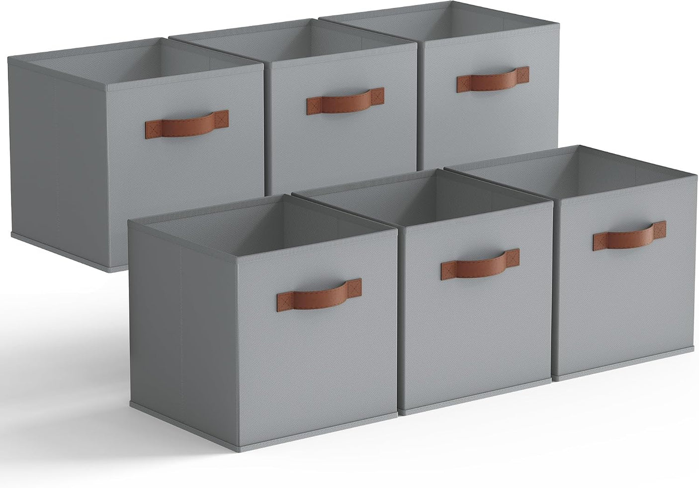 11 Inch Cube Storage Bins, Grey, 6-Pack