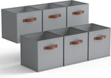 11 Inch Cube Storage Bins, Grey, 6-Pack
