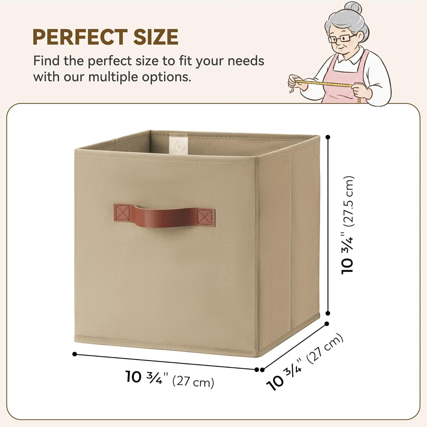 11 Inch Cube Organizers, Khaki, 6-Pack