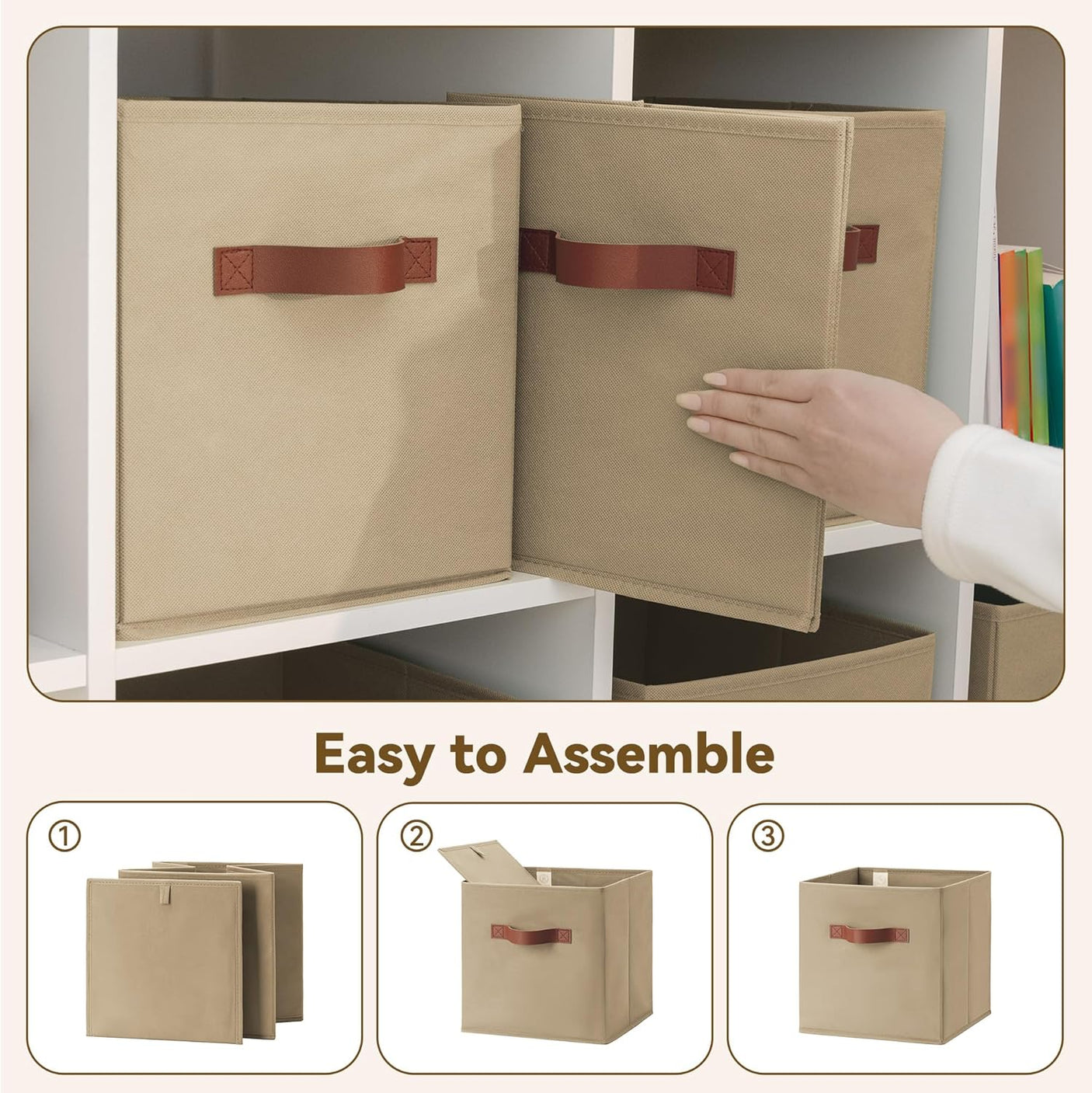 11 Inch Cube Organizers, Khaki, 6-Pack