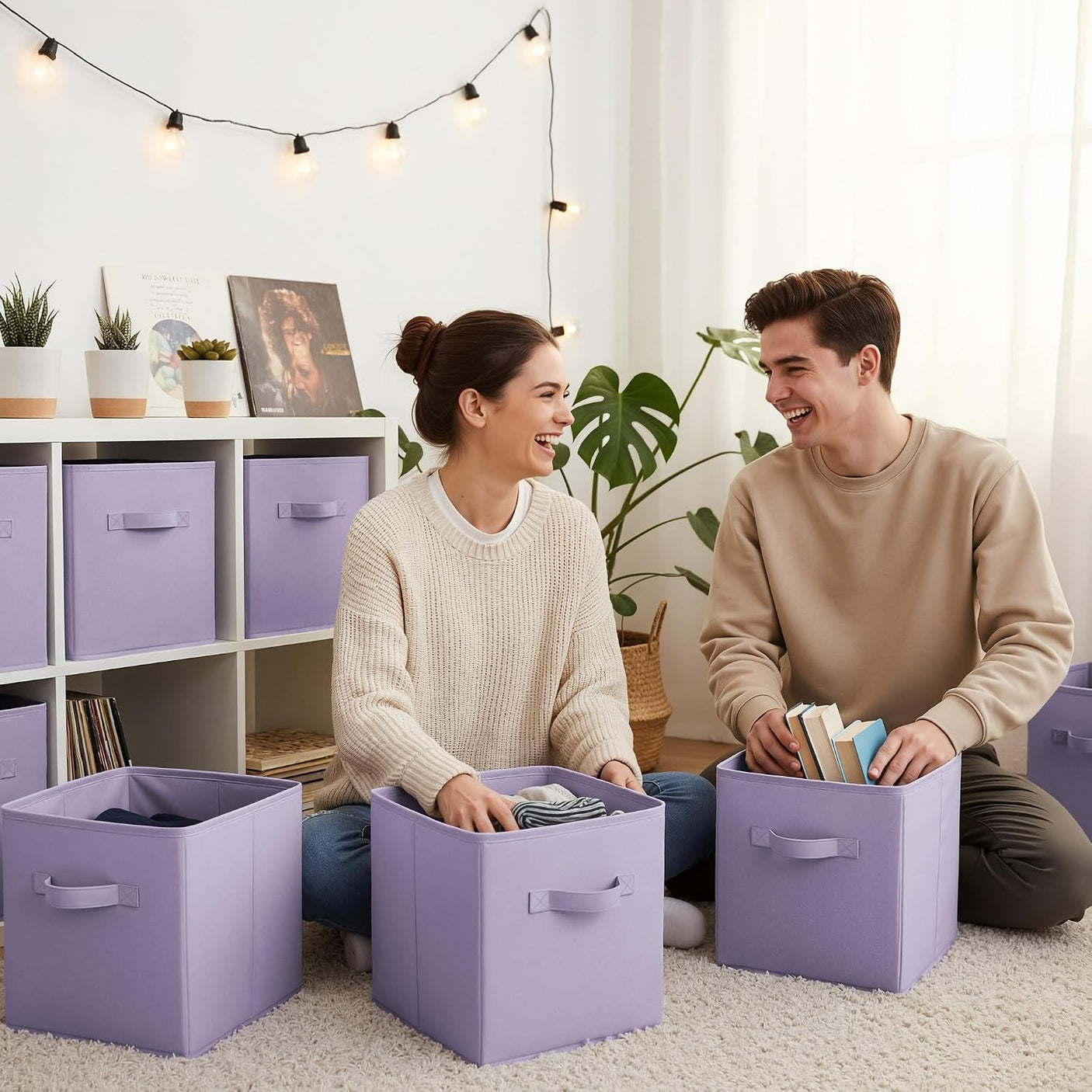11 Inch Collapsible Cube Organizers, 6-Pack, Lavender Purple