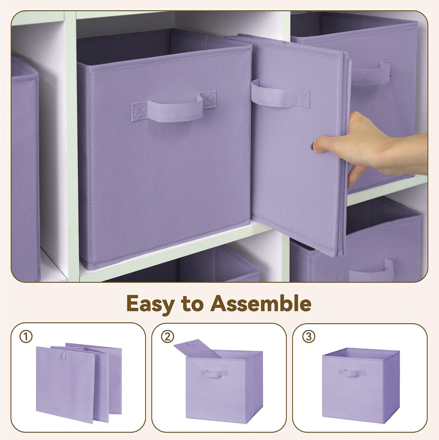 11 Inch Collapsible Cube Organizers, 6-Pack, Lavender Purple