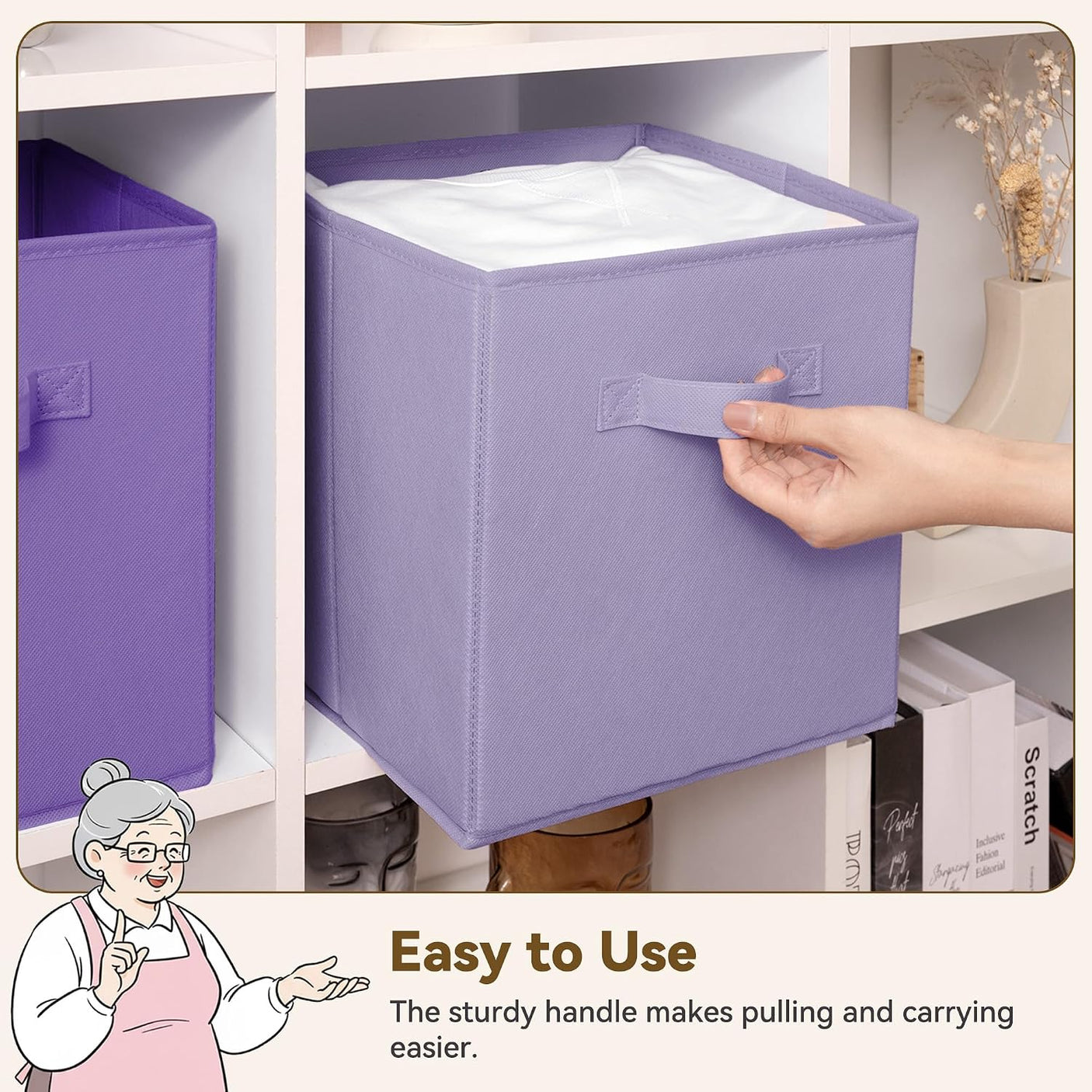 11 Inch Cube Storage Bins for Shelves, 6-Pack, Purple Gradient