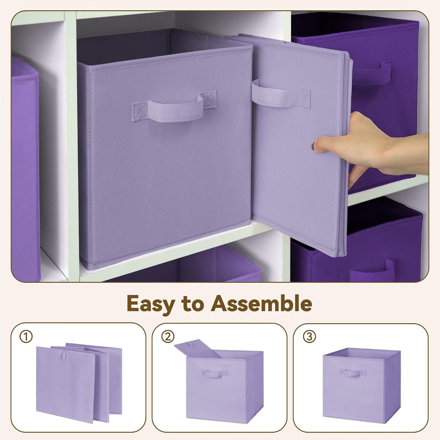 11 Inch Cube Storage Bins for Shelves, 6-Pack, Purple Gradient