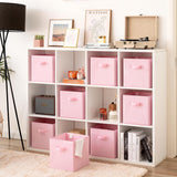 11 Inch Cube Storage Bins for Shelves, Pink, 8-Pack
