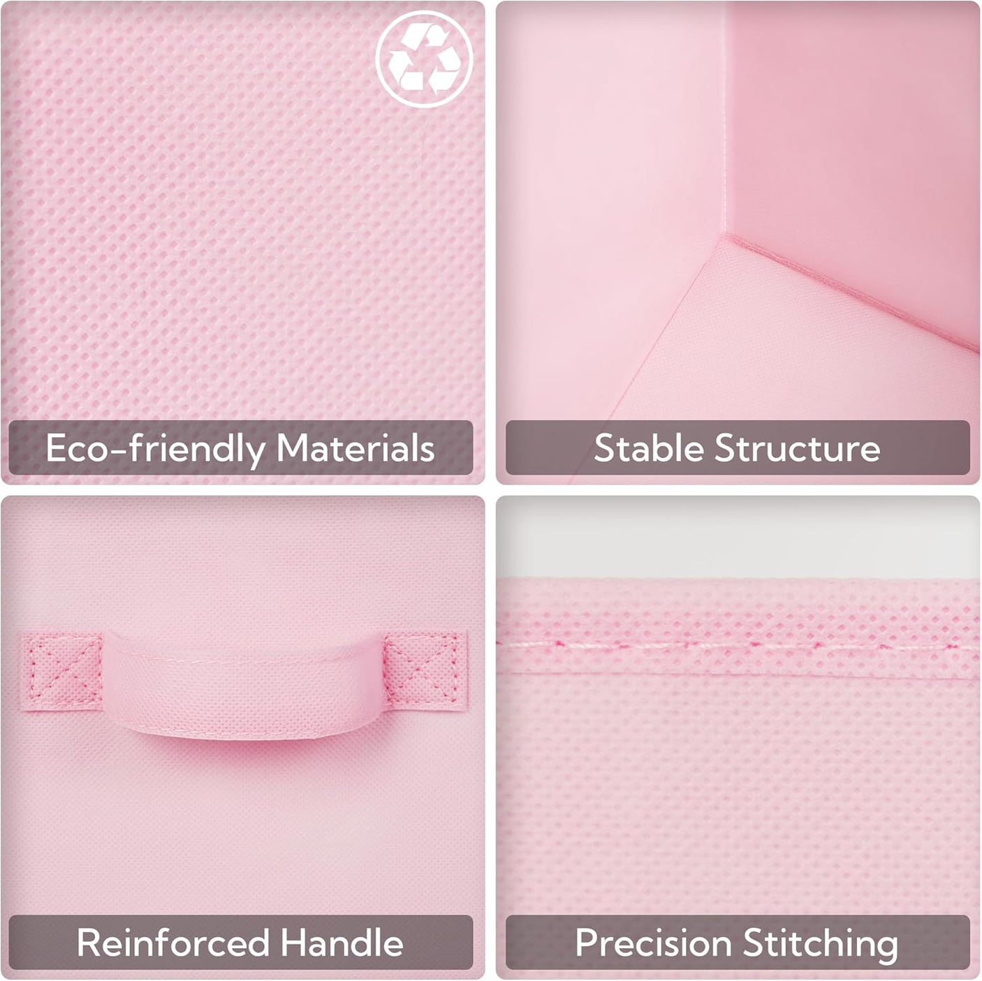 11 Inch Cube Storage Bins for Shelves, Pink, 8-Pack
