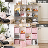 11 Inch Cube Storage Bins for Shelves, Pink, 8-Pack