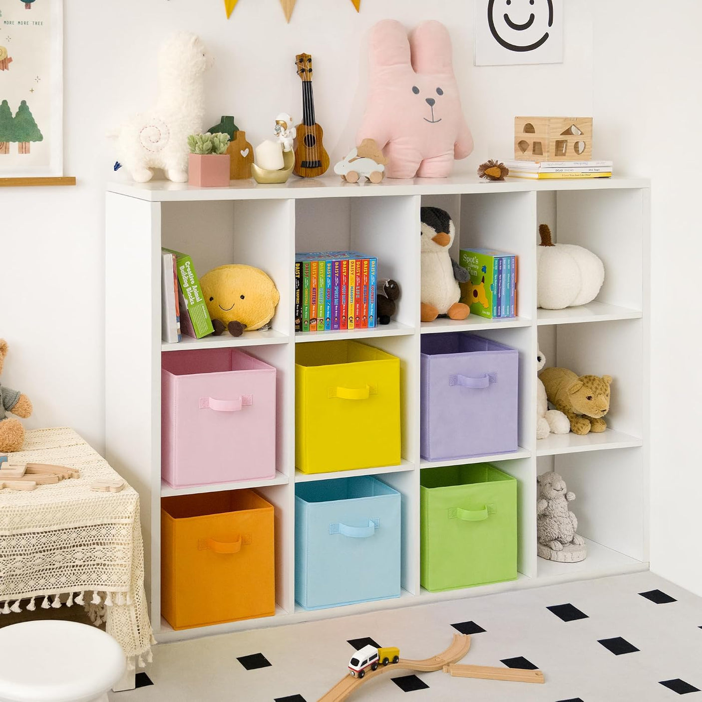 11 Inch Cube Storage Bins for Shelves, 6-Pack, Pastel Color
