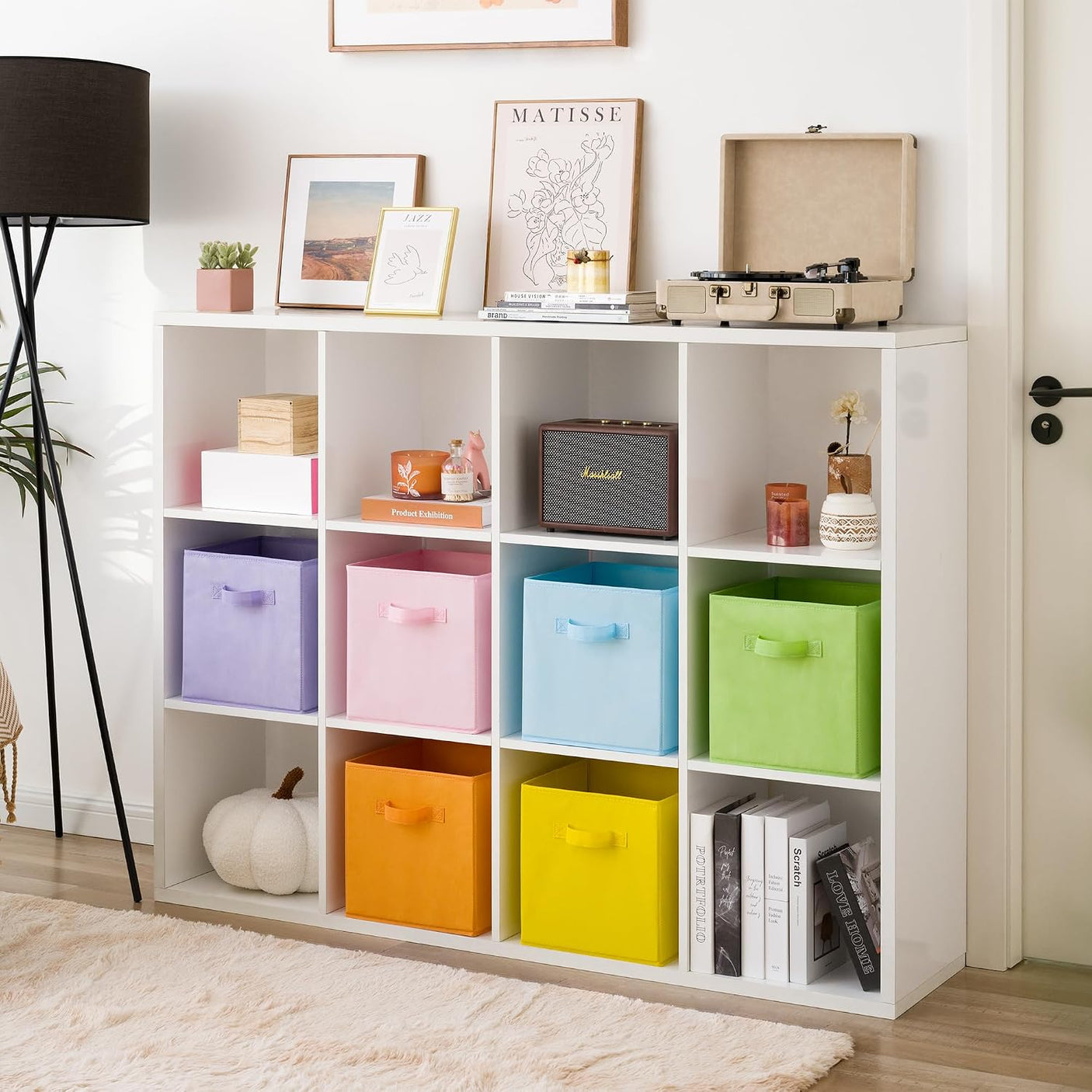 11 Inch Cube Storage Bins for Shelves, 6-Pack, Pastel Color