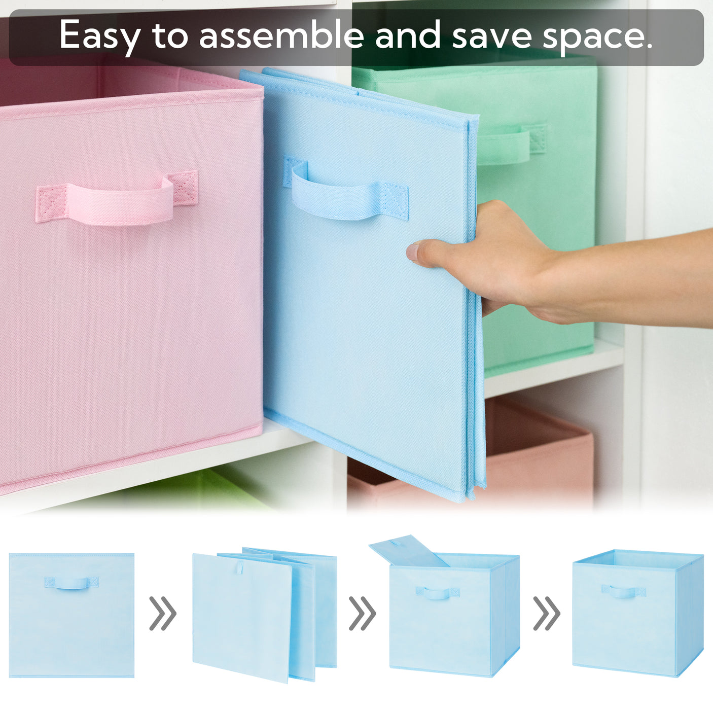 Fabric Cube Storage Bins with Handle, 8 Pack