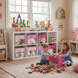 Cube Storage Bins with Clear Window, 11 Inch, 6-Pack, Pink Gradient