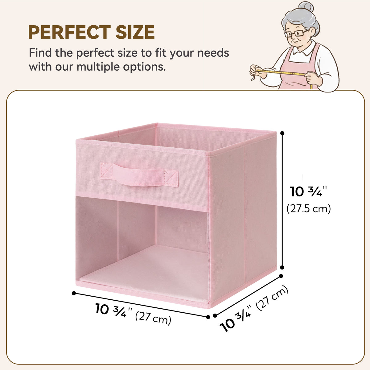Cube Storage Bins with Clear Window, 11 Inch, 6-Pack, Pink Gradient