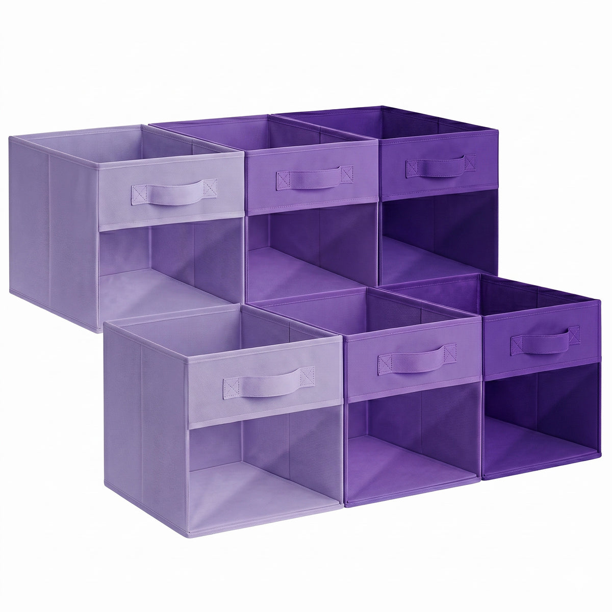 Cube Storage Bins with Clear Window, 11 Inch, 6-Pack, Purple Gradient