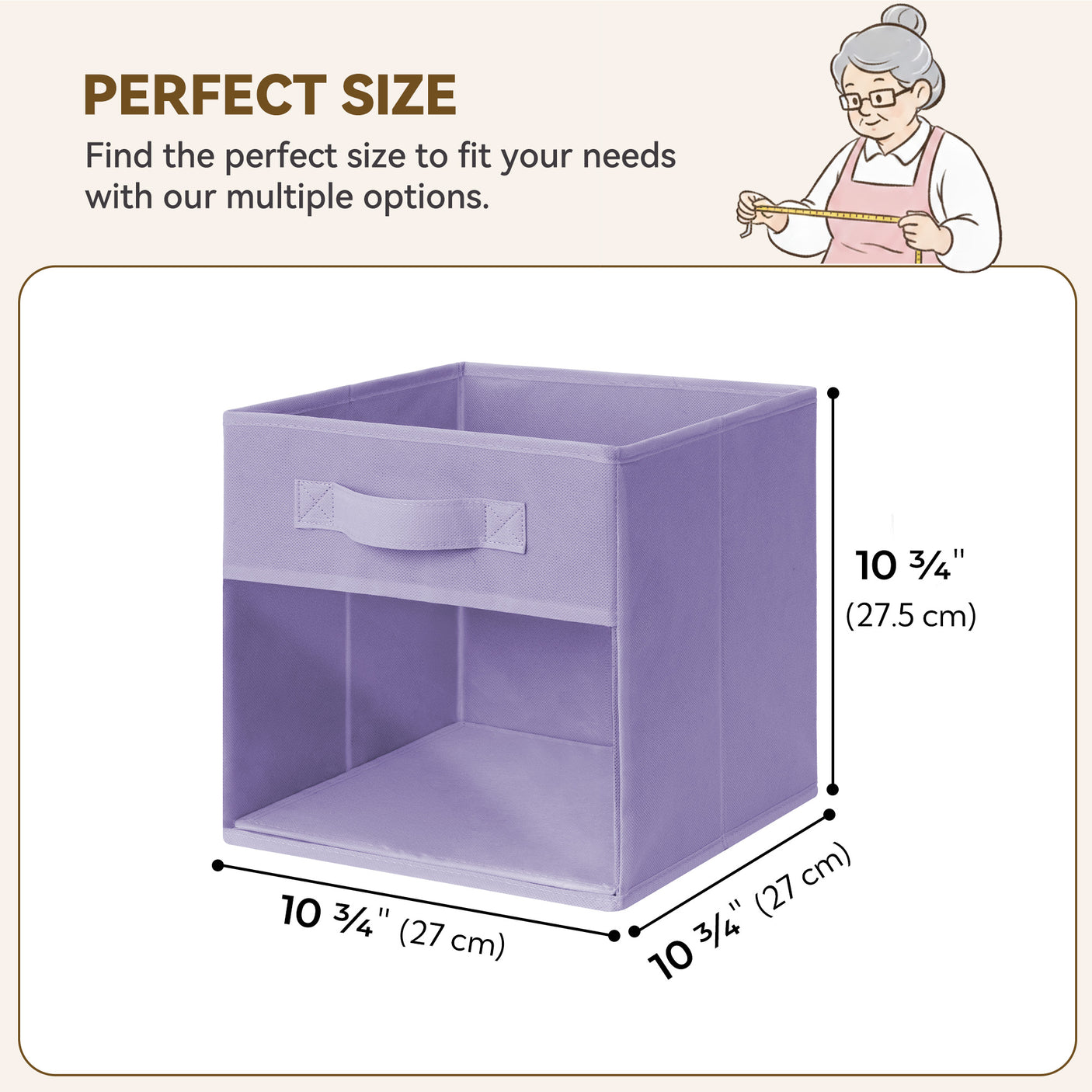 Cube Storage Bins with Clear Window, 11 Inch, 6-Pack, Purple Gradient