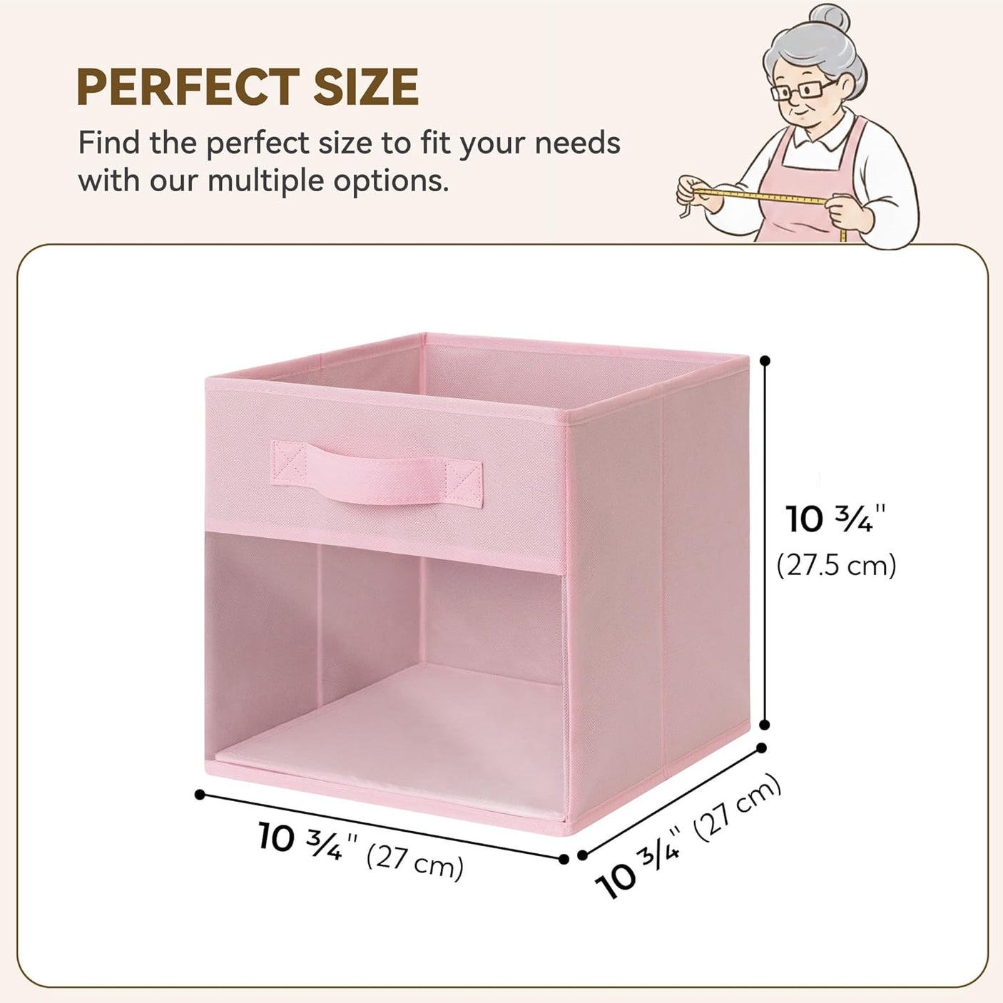 11 Inch Cube Storage Bins with Clear Window, Pink, 6-Pack