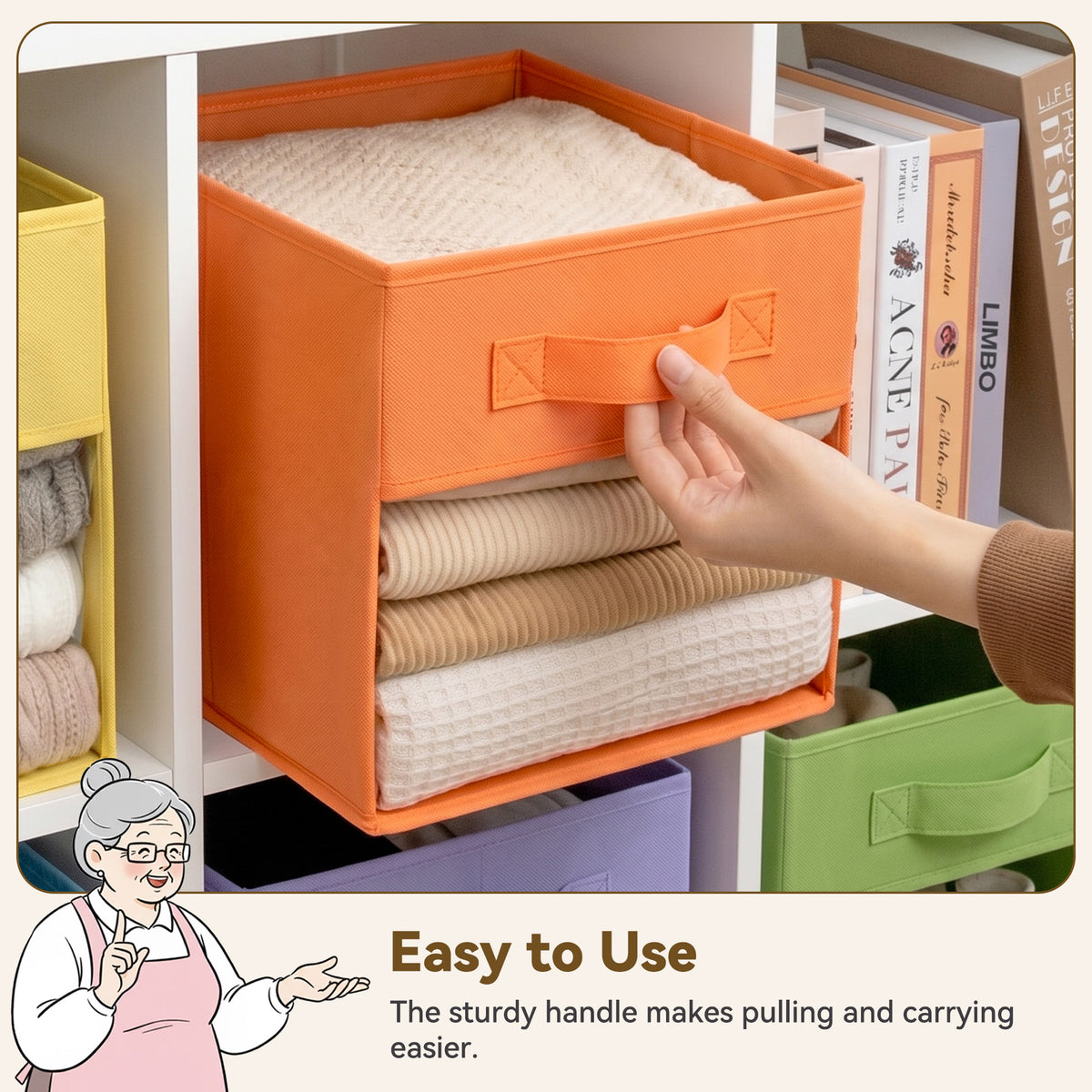 Cube Storage Bins with Clear Window, 11 Inch, 6-Pack, Colorful