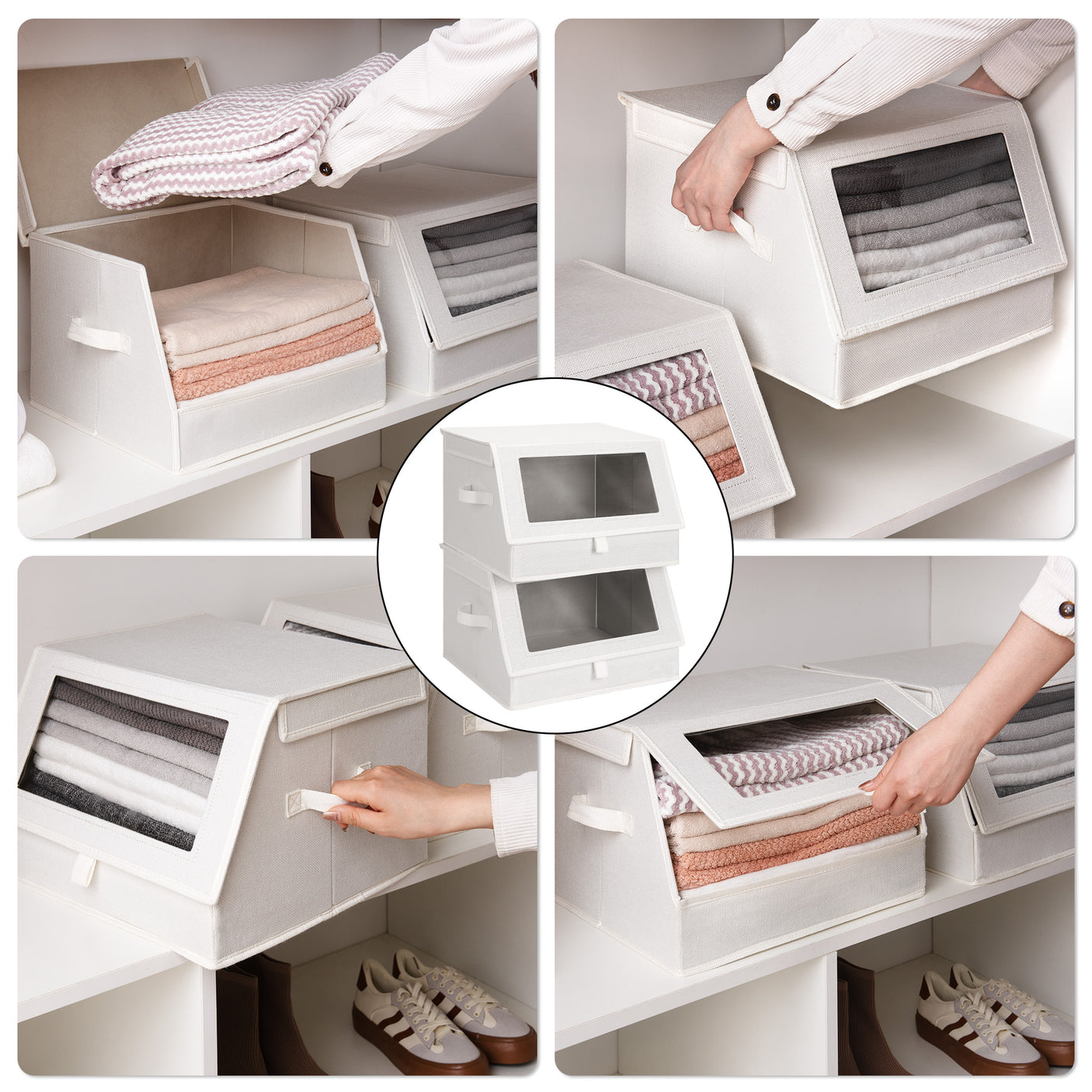 Storage Bins with Clear, Front-opening Lids