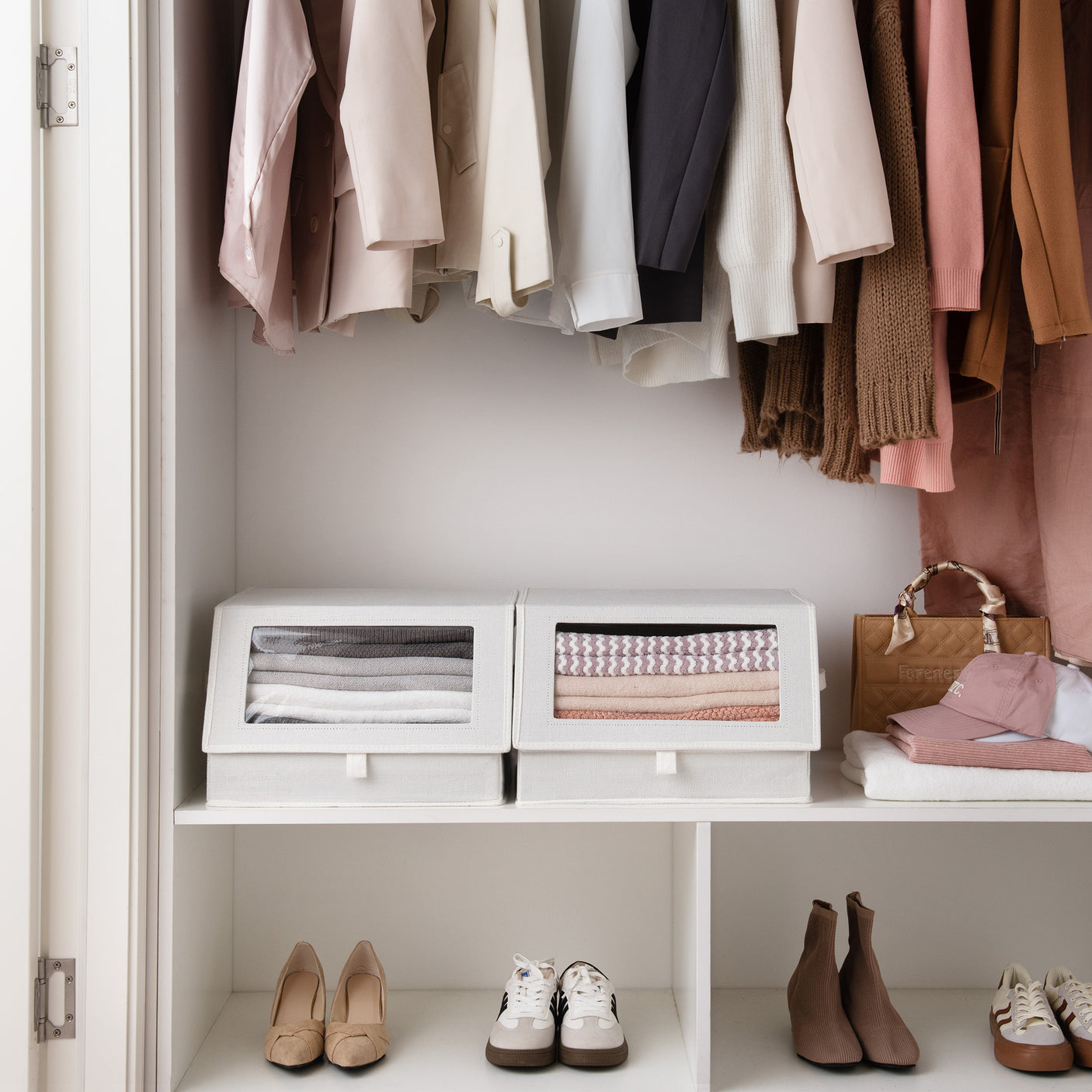 Storage Bins with Clear, Front-opening Lids