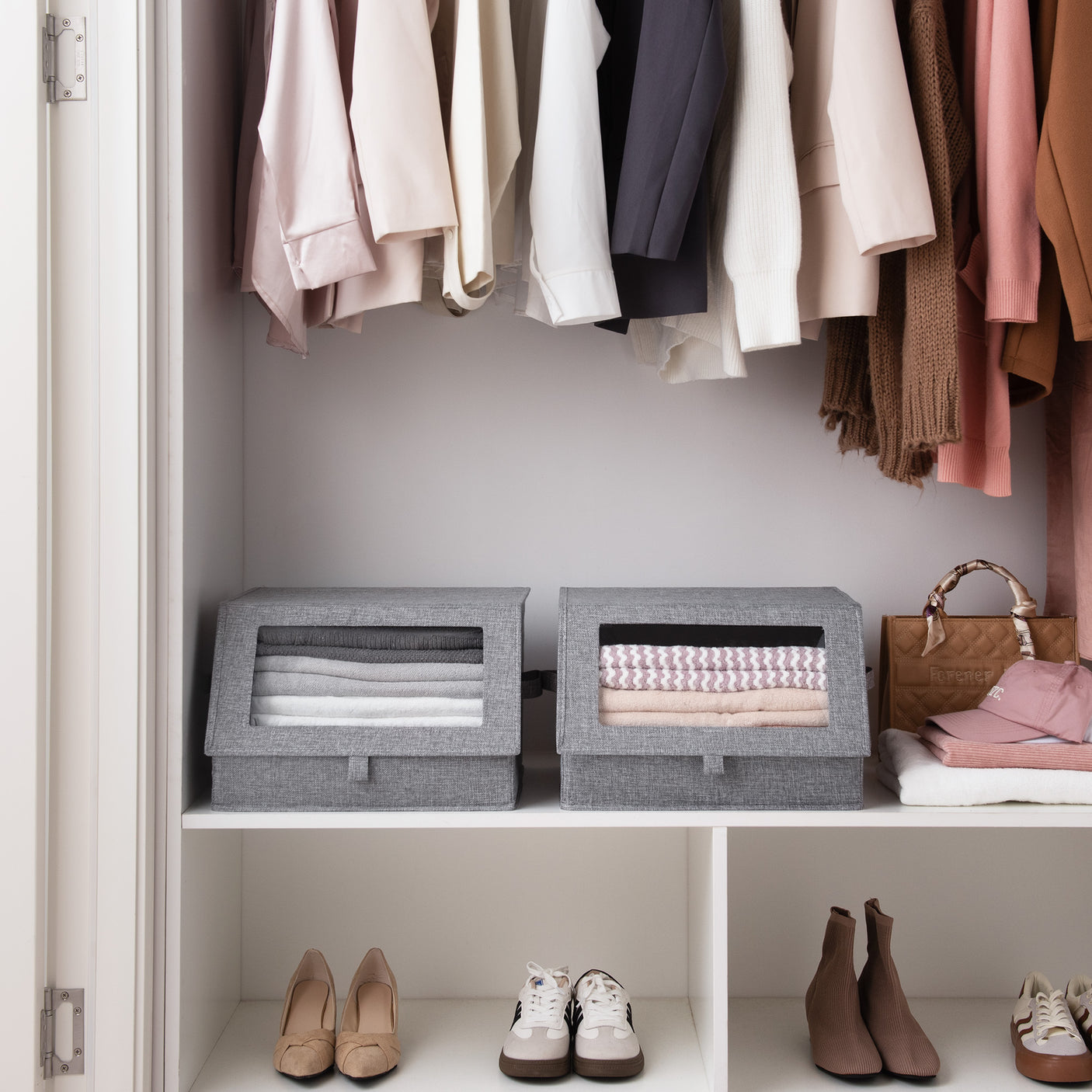 Storage Bins with Clear, Front-opening Lids