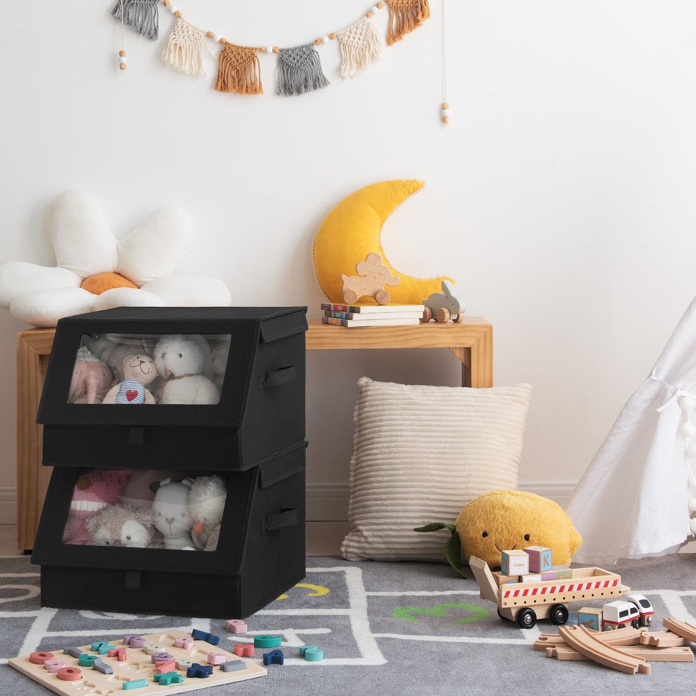 Storage Bins with Clear, Front-opening Lids