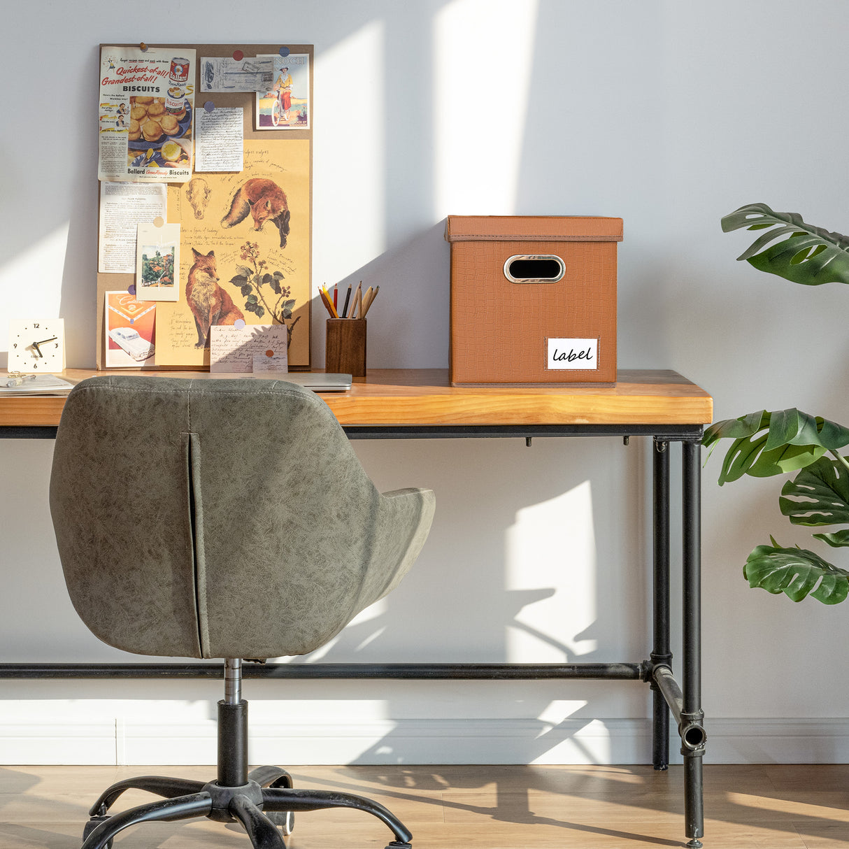 🍀Imitation Leather Storage Bins with Lids