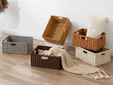 Brown Plastic Wicker Basket - Rustic Farmhouse Storage Bin