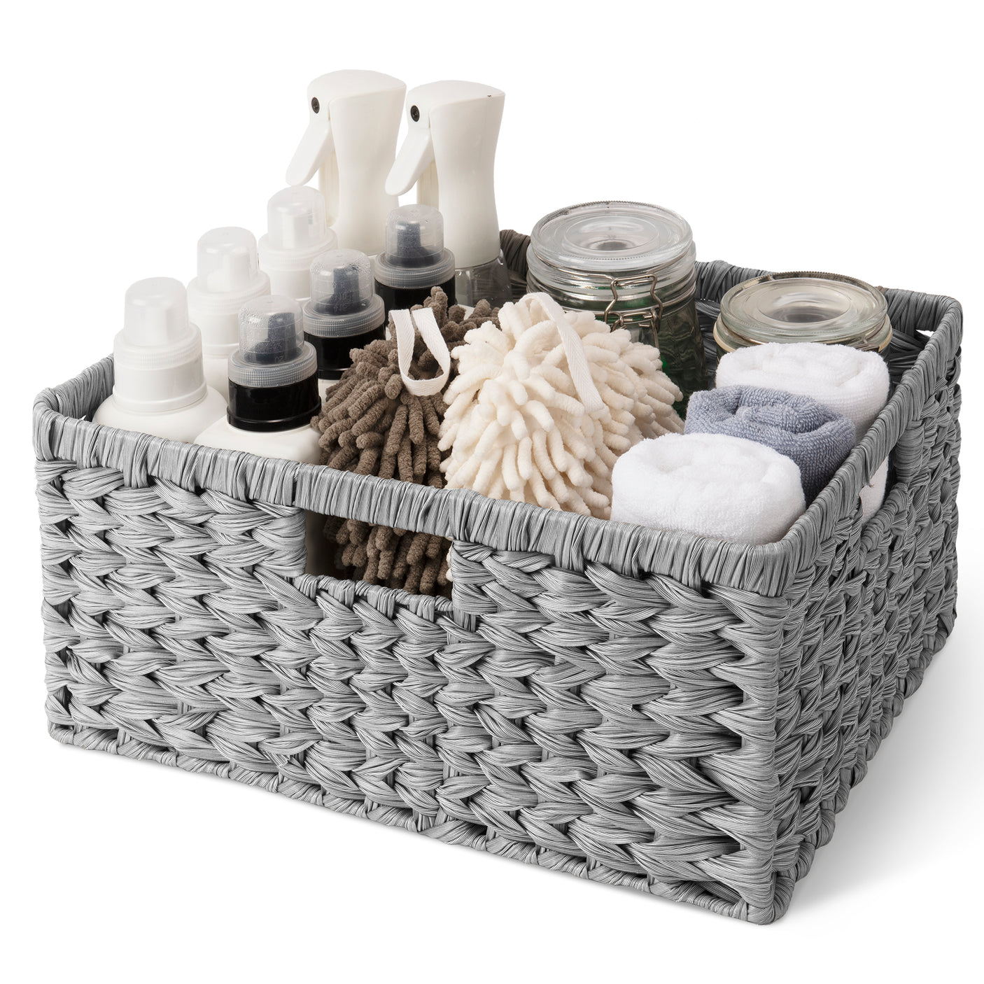 Grey Woven Storage Cube - Modern Closet & Office Organizer