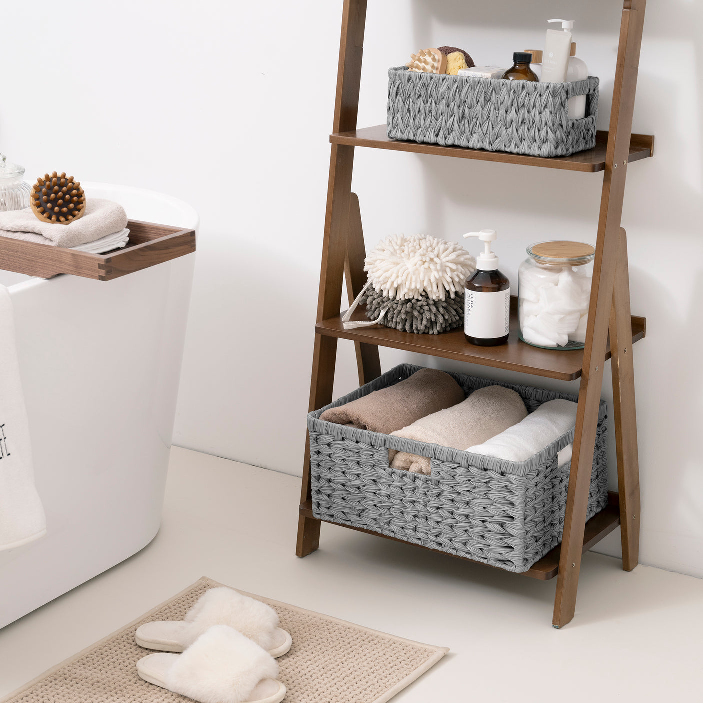 Grey Woven Storage Cube - Modern Closet & Office Organizer