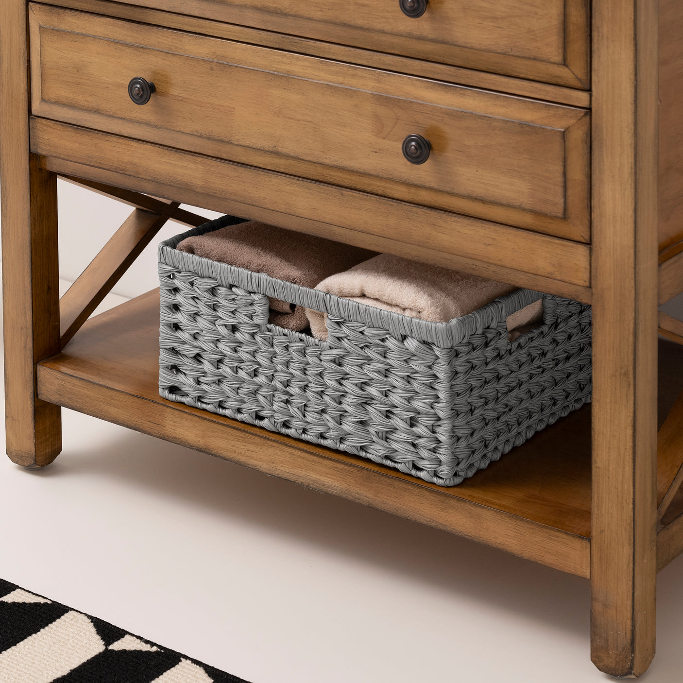 Grey Woven Storage Cube - Modern Closet & Office Organizer