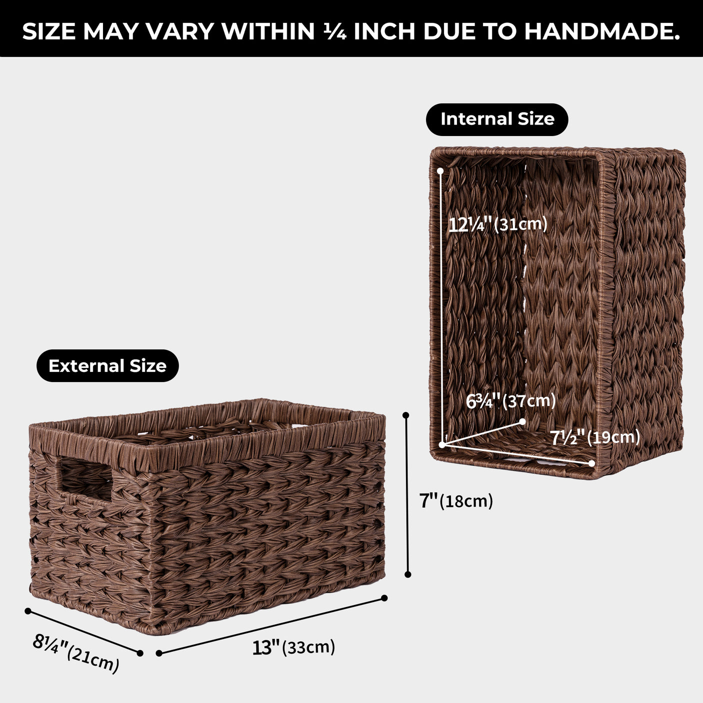 Rectangular Woven Wicker Storage Baskets, 2 Pack