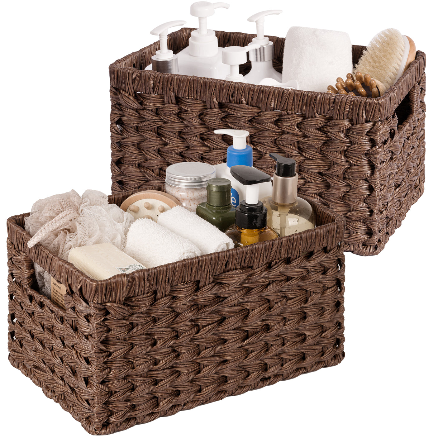 Rectangular Woven Wicker Storage Baskets, 2 Pack