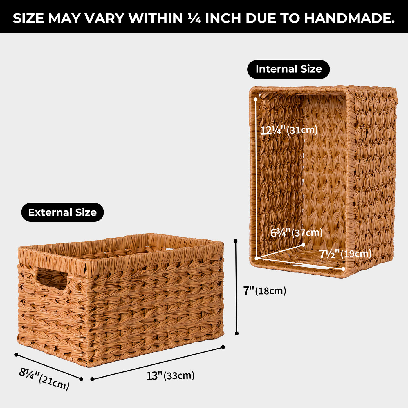 Rectangular Woven Wicker Storage Baskets, 2 Pack