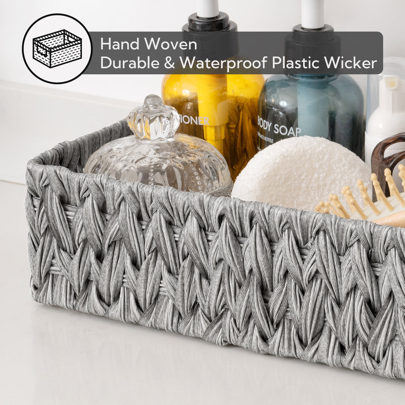 Rectangular Woven Wicker Storage Baskets, 2 Pack