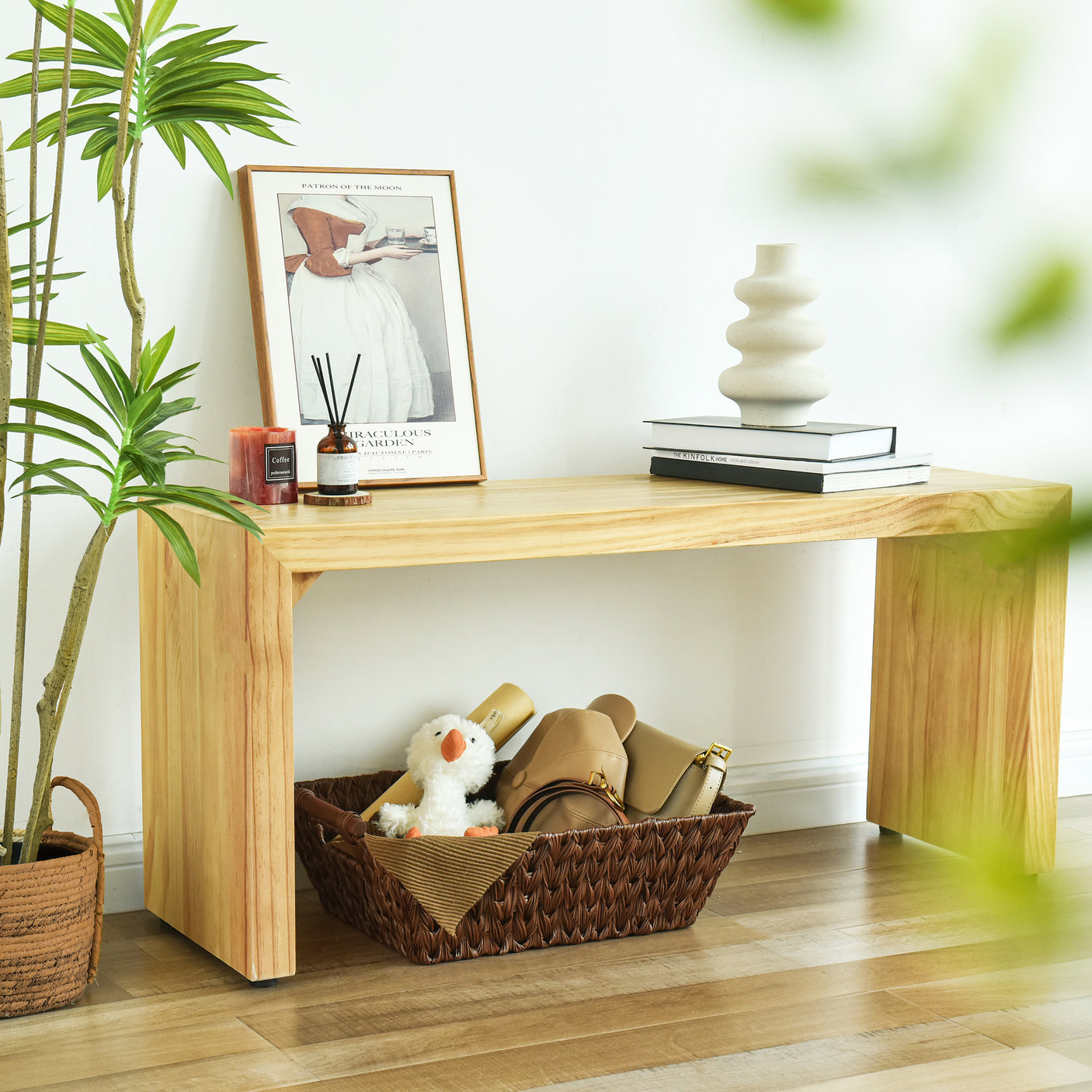 Trapezoidal Wicker Baskets with Wooden Handles