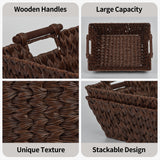 Trapezoidal Wicker Baskets with Wooden Handles