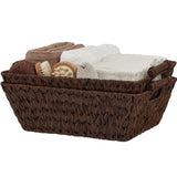 Trapezoidal Wicker Baskets with Wooden Handles