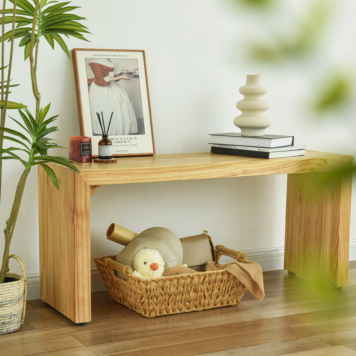 Trapezoidal Wicker Baskets with Wooden Handles