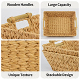 Trapezoidal Wicker Baskets with Wooden Handles