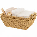 Trapezoidal Wicker Baskets with Wooden Handles for 3 Size